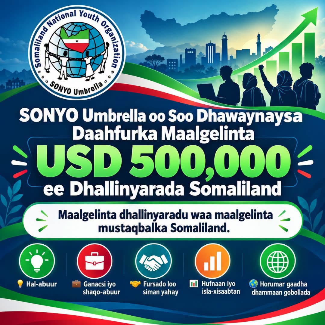 Dallada SONYO oo Soo Dhawaynaysa Daahfurka Mashruuca Maalgelinta Dhallinyarada Somaliland.